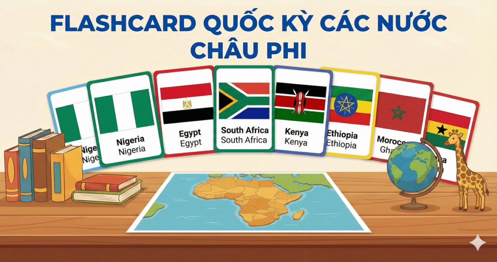 Flascard QUốc Kỳ các quốc gia châu Phi.