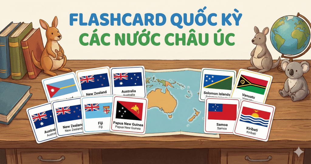 Flascard QUốc Kỳ các quốc gia châu Úc